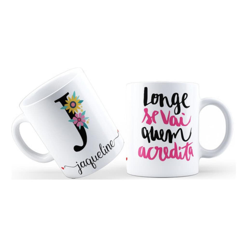 Caneca Alfabeto Floral Letra J