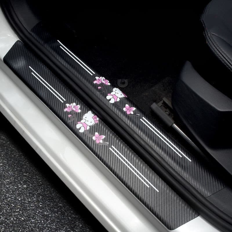 4PCS KT Protetores De Soleira De Porta De Carro Tira Anti-Riscos Para Automóveis Tampa De Acessórios Interiores Resisten