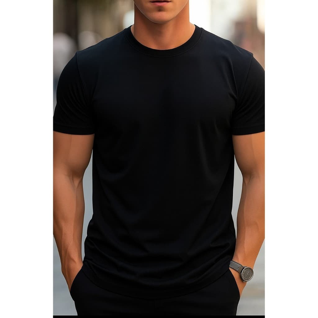 Camiseta Slim Fit Masculina Básica Gola Redonda