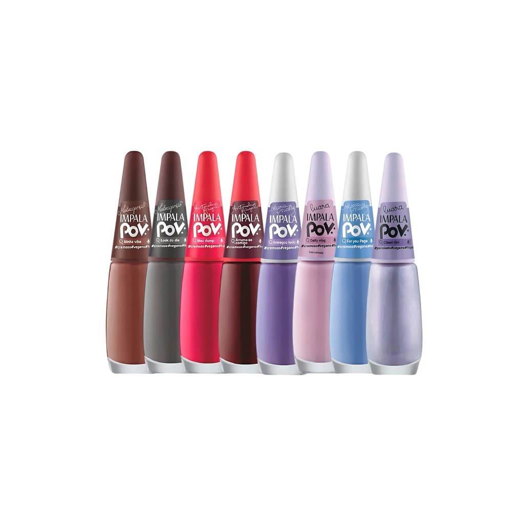 Kit Esmaltes Impala Coleção POV Lançamento 8 Cores Esmalte MaBragança Luara Maria Nicolly e Antonela Braga 7,5ml