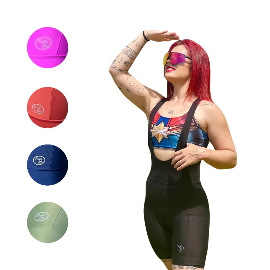 Bretelle Feminino com Bolso Varias Cores PP ao GG Forro Gel Estilo e Conforto para seu Ciclismo