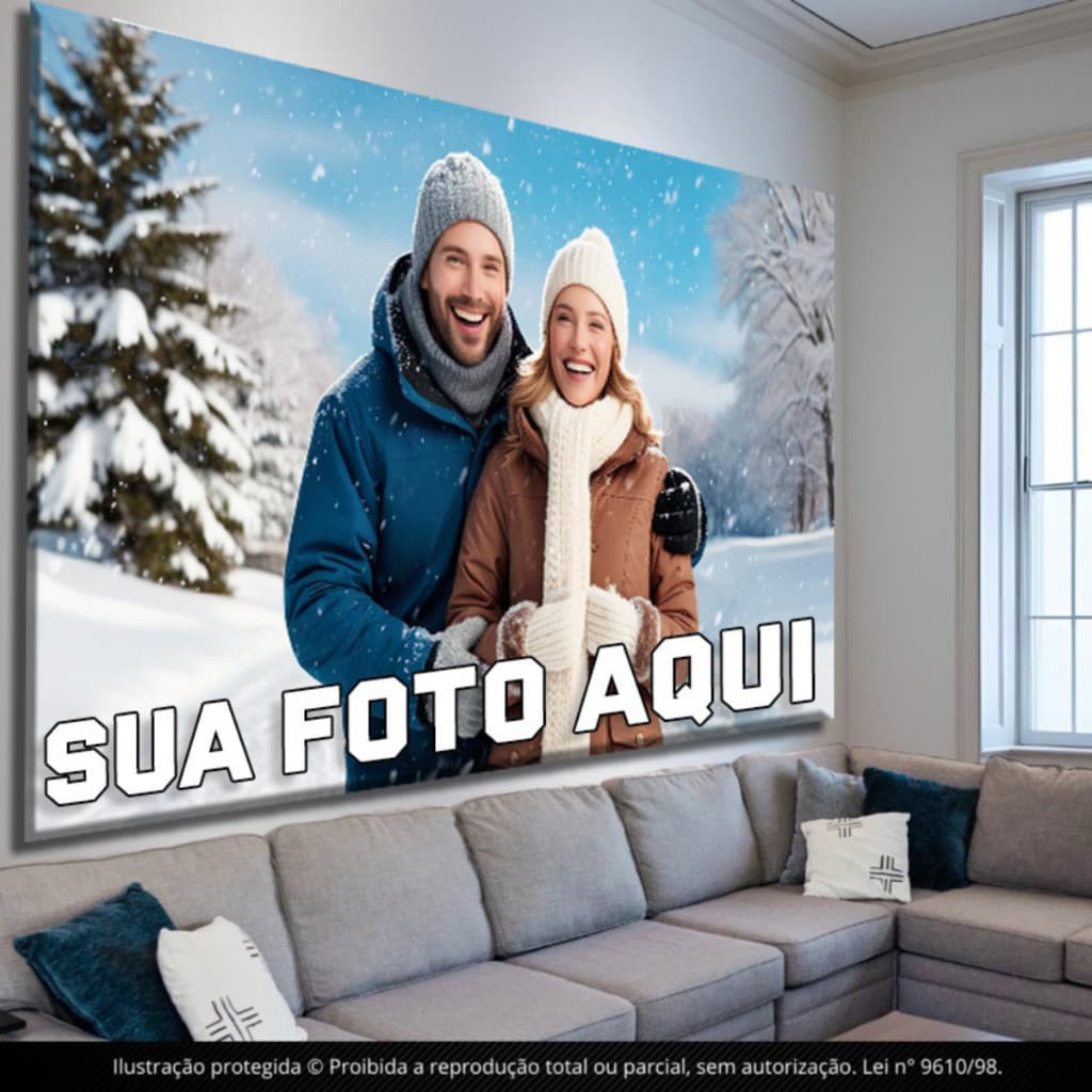 Quadro decorativo grande 90x70 personalizado sua foto aqui casal desenho família namorado time filme