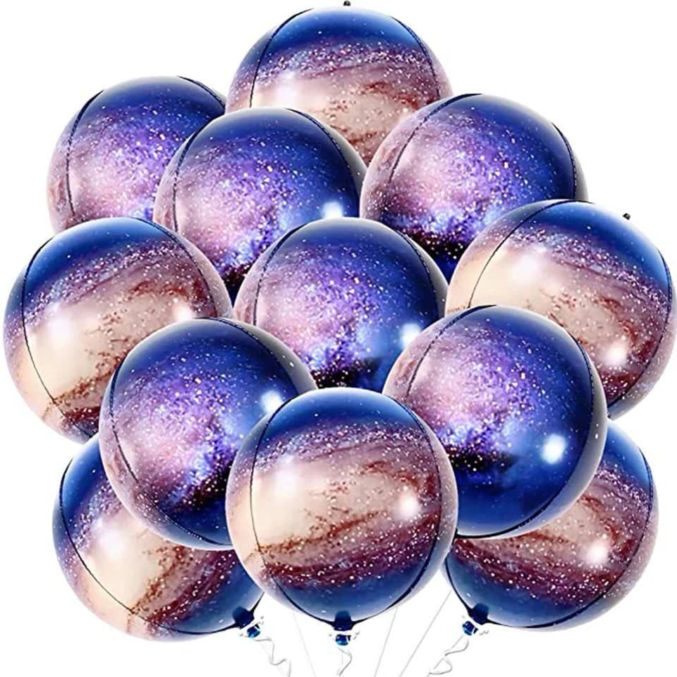 Kit Balão Metalizado Bola Globo Galaxia 4D 22 Polegadas 55cm Festa Decoração
