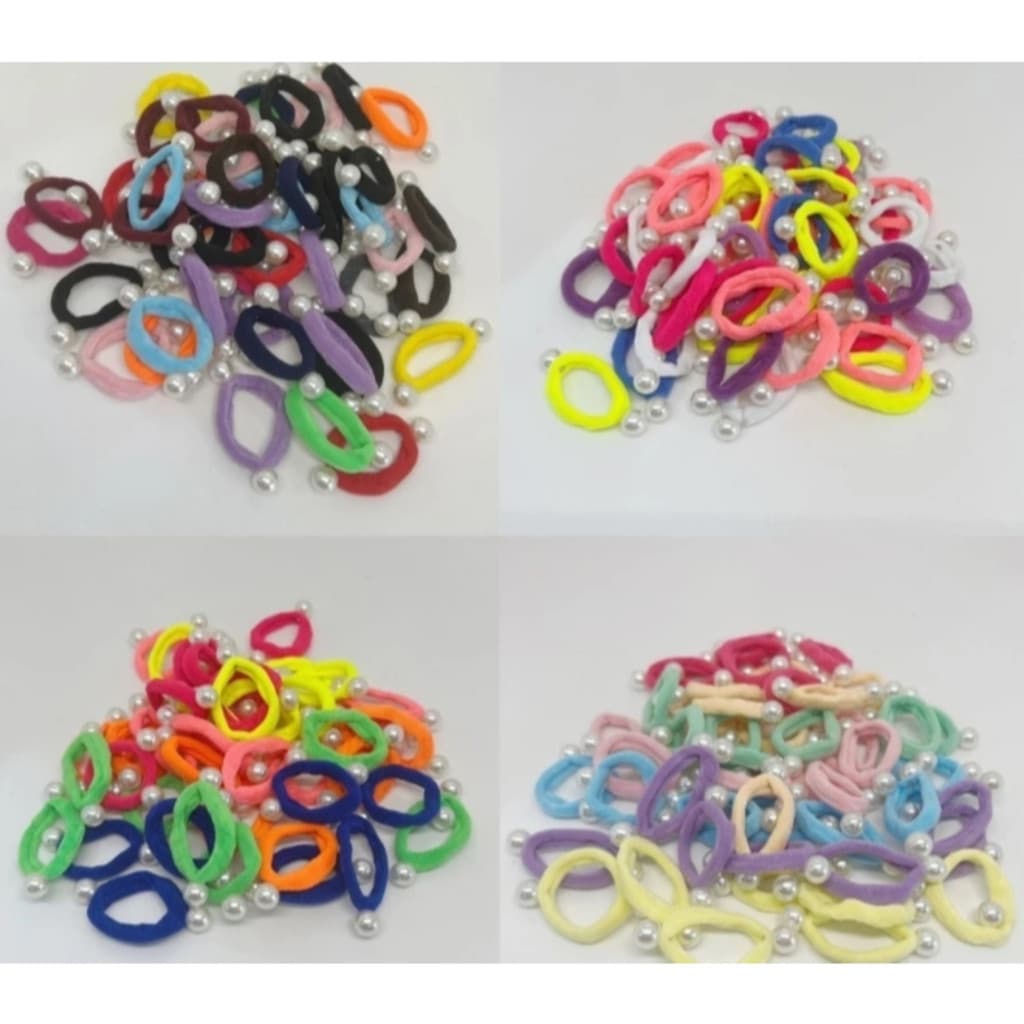 Kit 50 Pcs MINI Elástico De Cabelo Com Pérolas Xuxinhas Rabicó Cabelo
