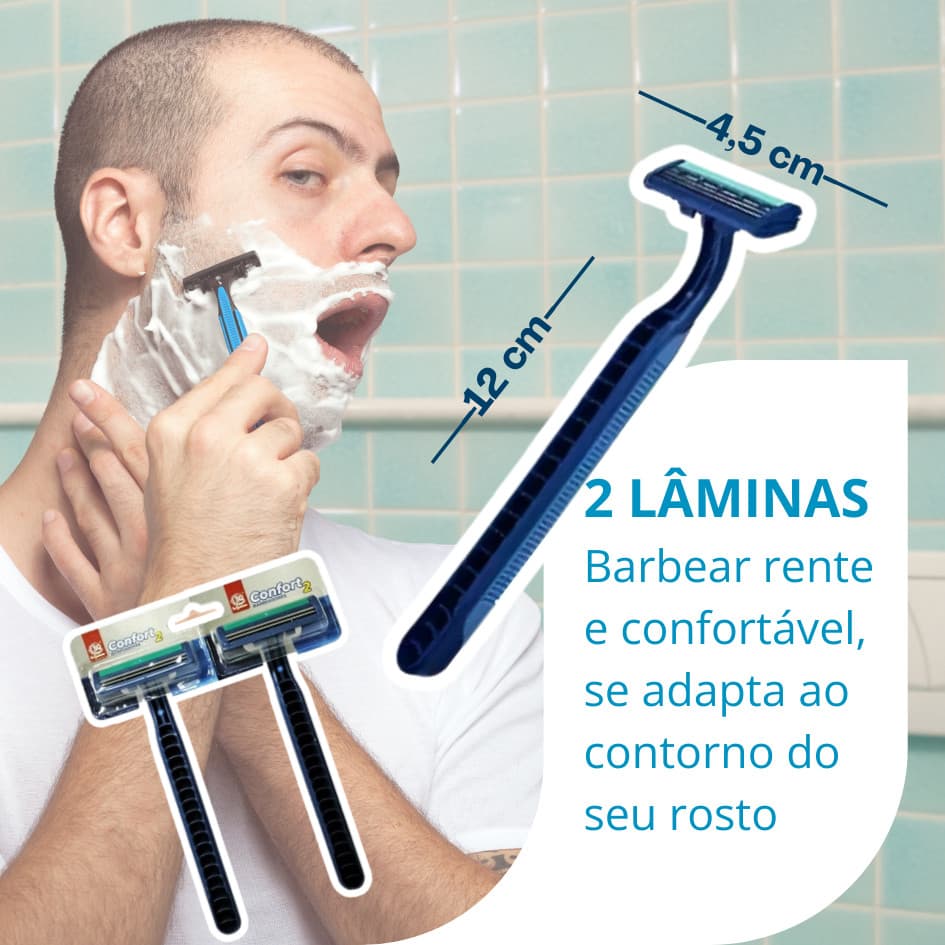 BARBEADOR MASCULINO E FEMININO APARELHO DE BARBEAR C/ 2 LÂMINAS E FITA LUBRIFICANTE