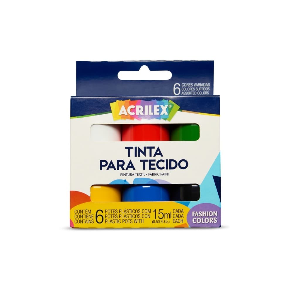Tinta Para Tecido Acrilex Conjunto De 6 Cores, 041060000