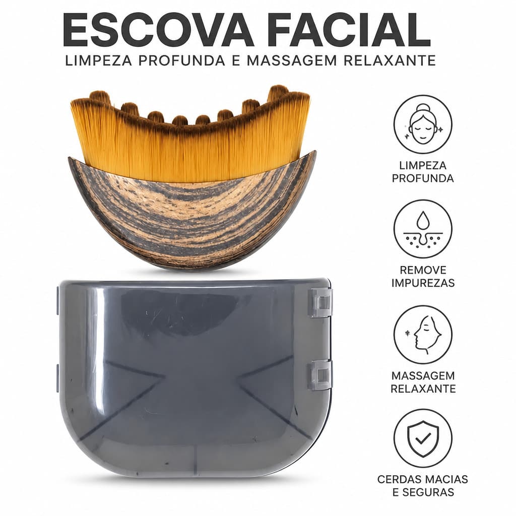 Escova Facial Massageadora Drenagem Facial Skincare Cerdas Macias Limpeza Profunda Massagem Relaxante com Estojo