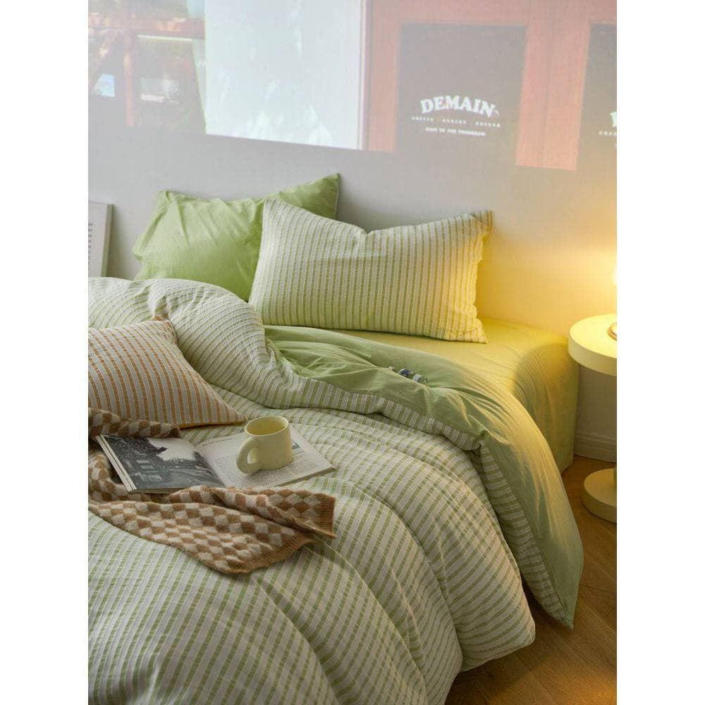 Ins jacquard algodão lavado jacquard listras conjunto de quatro peças puro algodão colcha capa 1.8m lençol cama