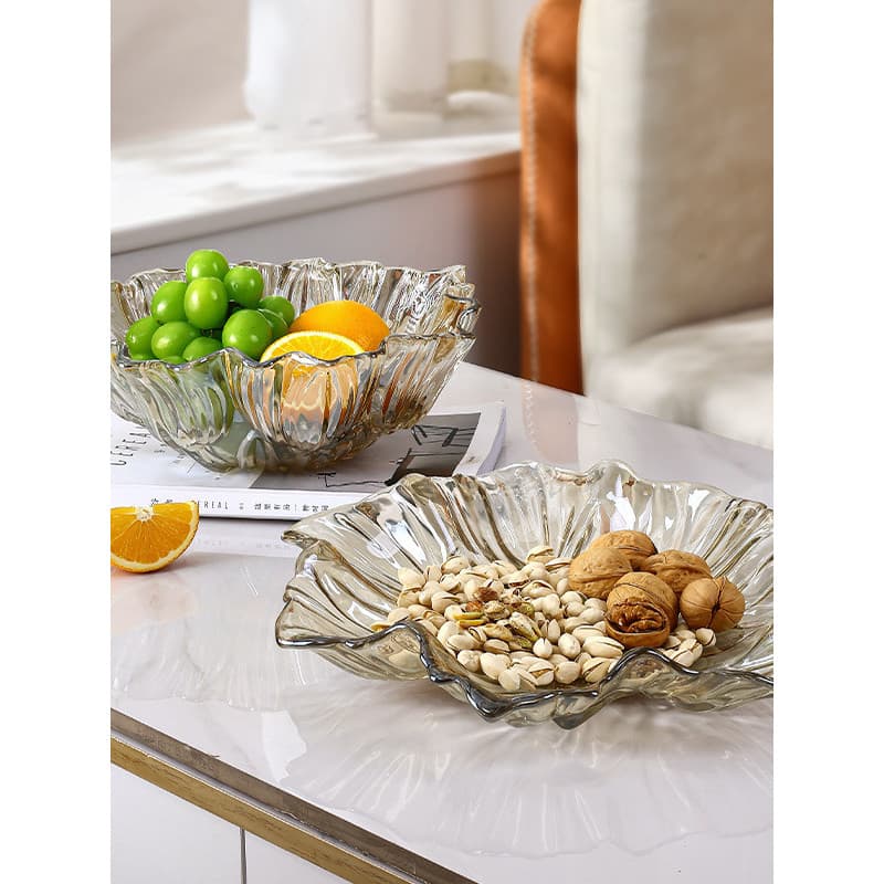 Prato de frutas de vidro cristal High-End luz luxo doméstico prato de frutas sala de estar mesa de café grande prato de