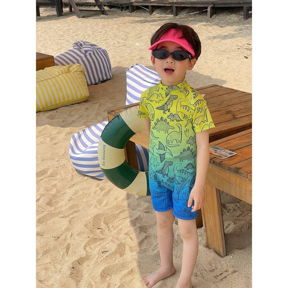 Crianças crianças de uma peça menino maiô novo estilo 24 verão praia bonito menino bebê de secagem rápida à beira-mar di