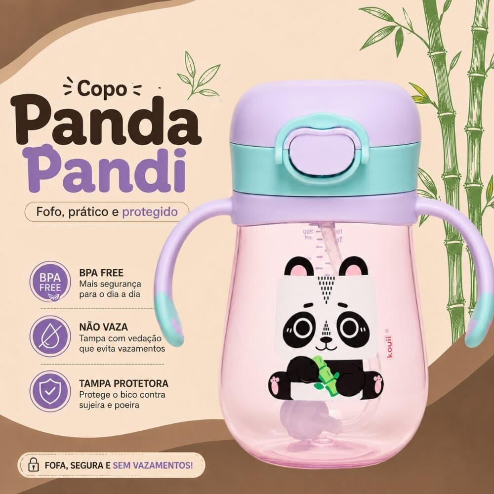 Copo De Treinamento C Alcas 300ml Kouii Filhotiis PandaPandi