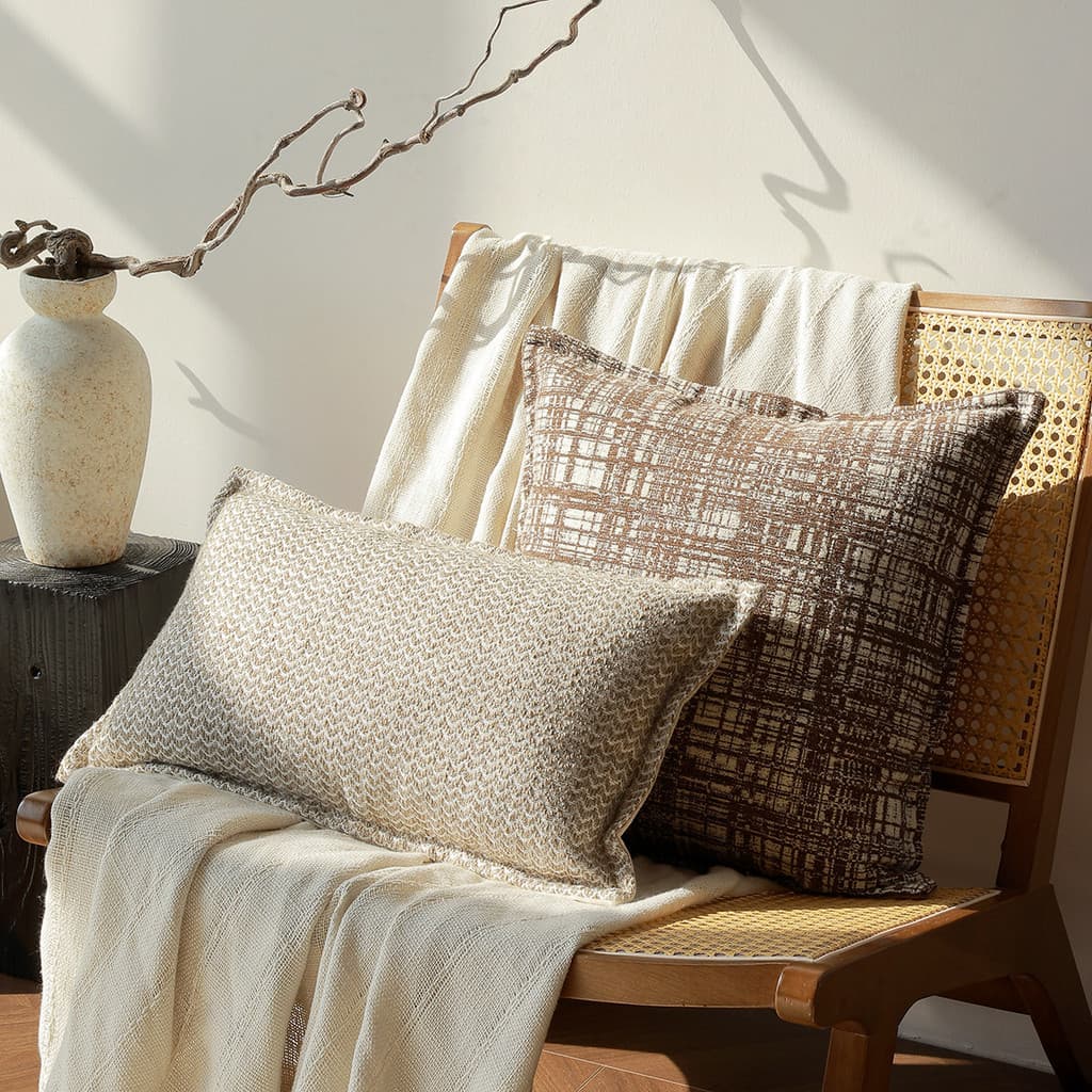 Estilo silencioso marrom sofá fronha High-End sala de estar lombar travesseiro almofada de cabeceira Tatami Bay janela t