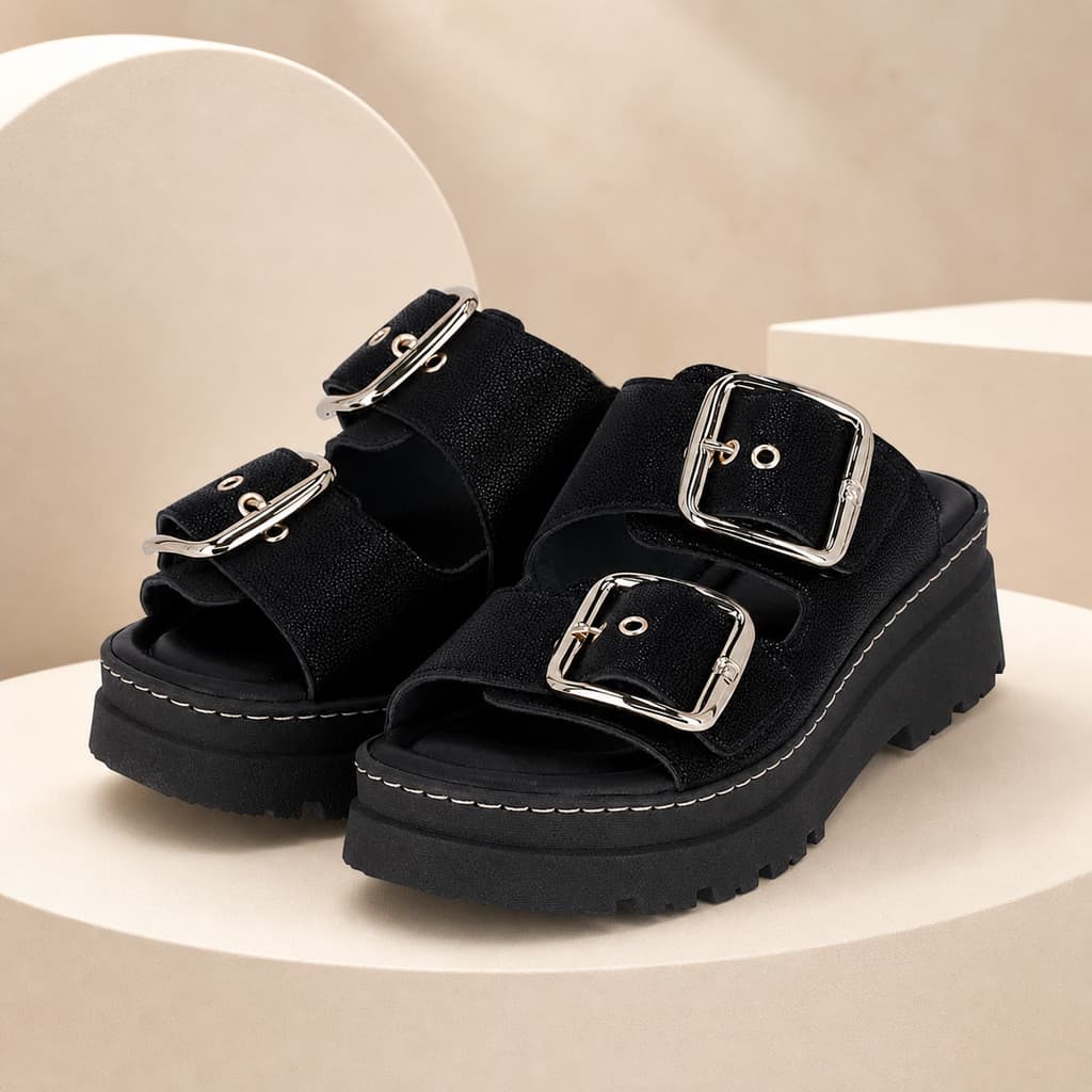 Tamanco Piccadilly Feminino Plataforma Dupla Fivela