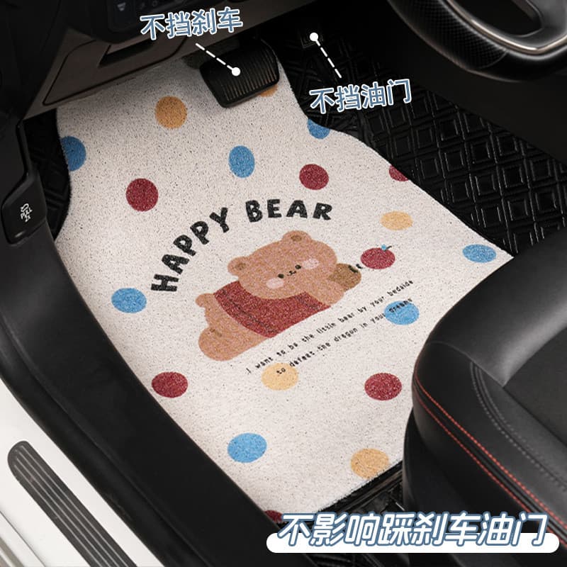 2025 novo produto pés de carro bonito urso carro única peça anel de seda pés quatro estações Universal criativo Anti-suj