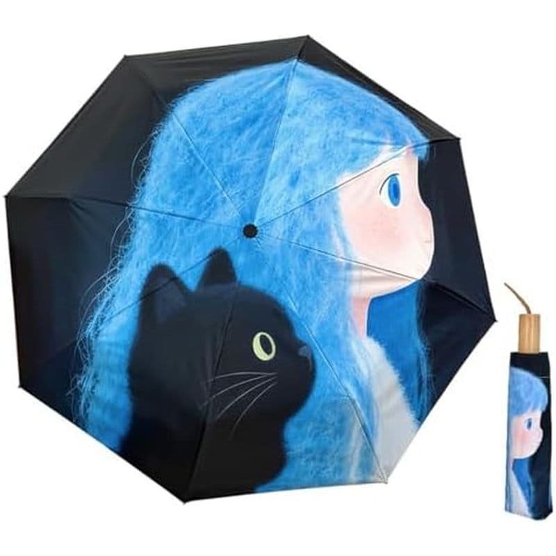 Guarda-Sol Para Mulheres Gato Dos Desenhos Animados Pintura Chuvas Dobráveis Proteção UV Compacto Chuva De Viagem Portát