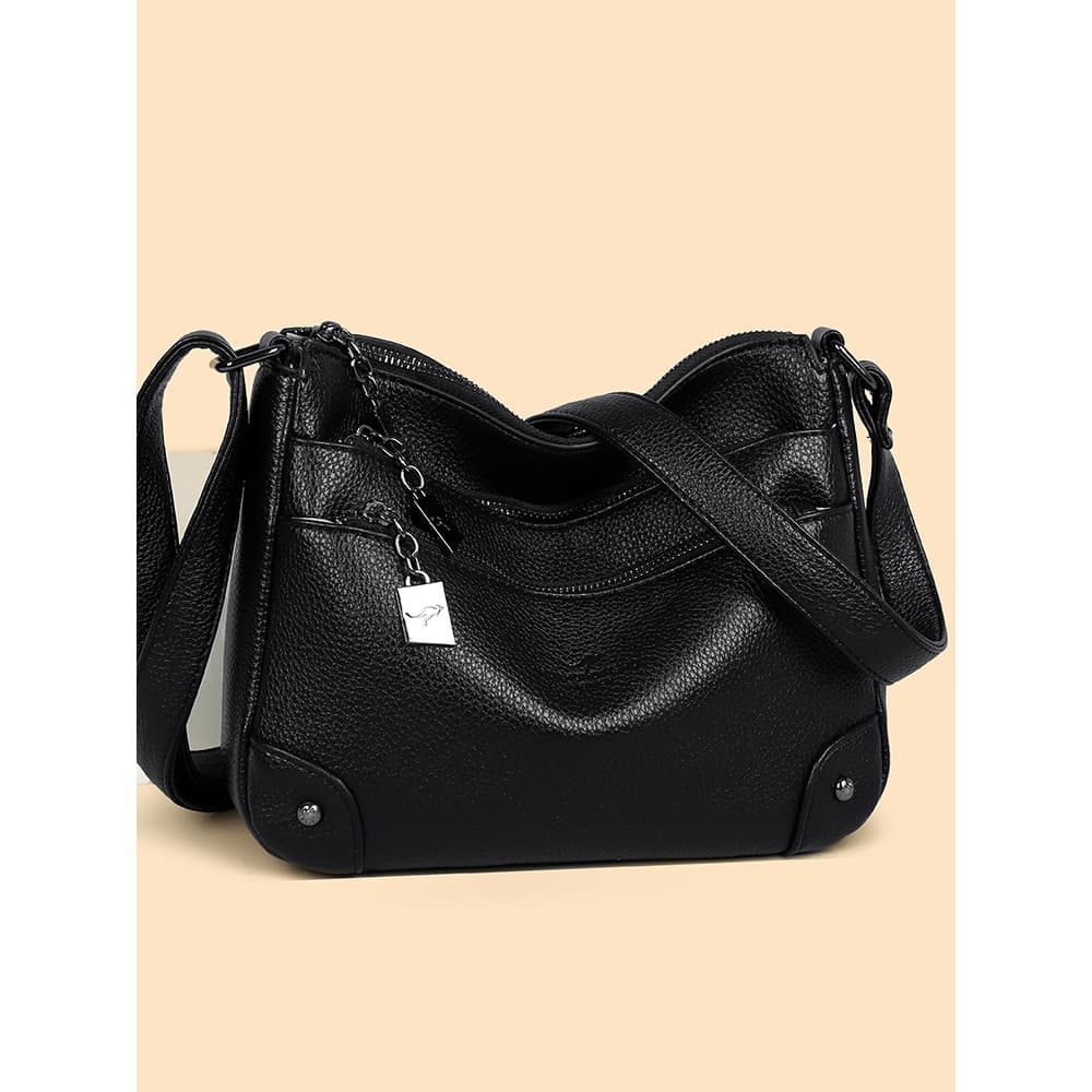 Bolsa feminina 2026 novo estilo moda couro macio Multi-camada mãe de meia-idade bolsa de ombro All-Match grande capacida