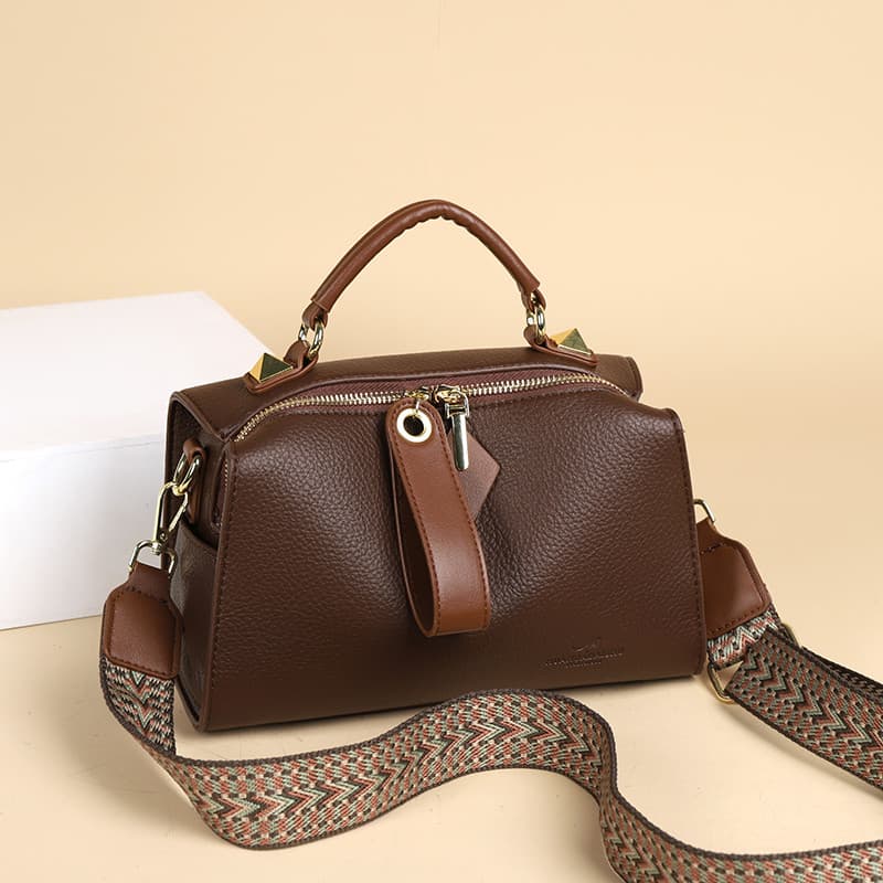 Bolsa feminina de couro genuíno 2025 novo estilo elegante All-Match bolsa mensageiro de um ombro High-End Casual compras