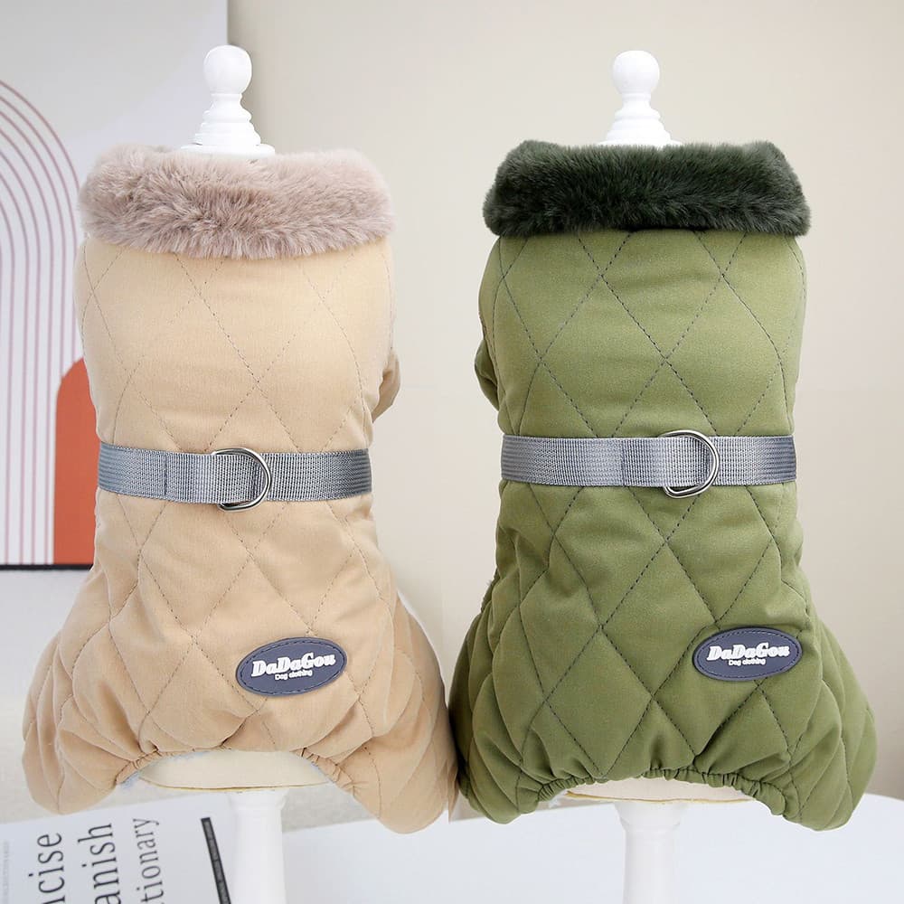 Coleira De Pele Macacão Para Cachorro De Estimação Roupas De Inverno Casaco Chihuahua Poodle