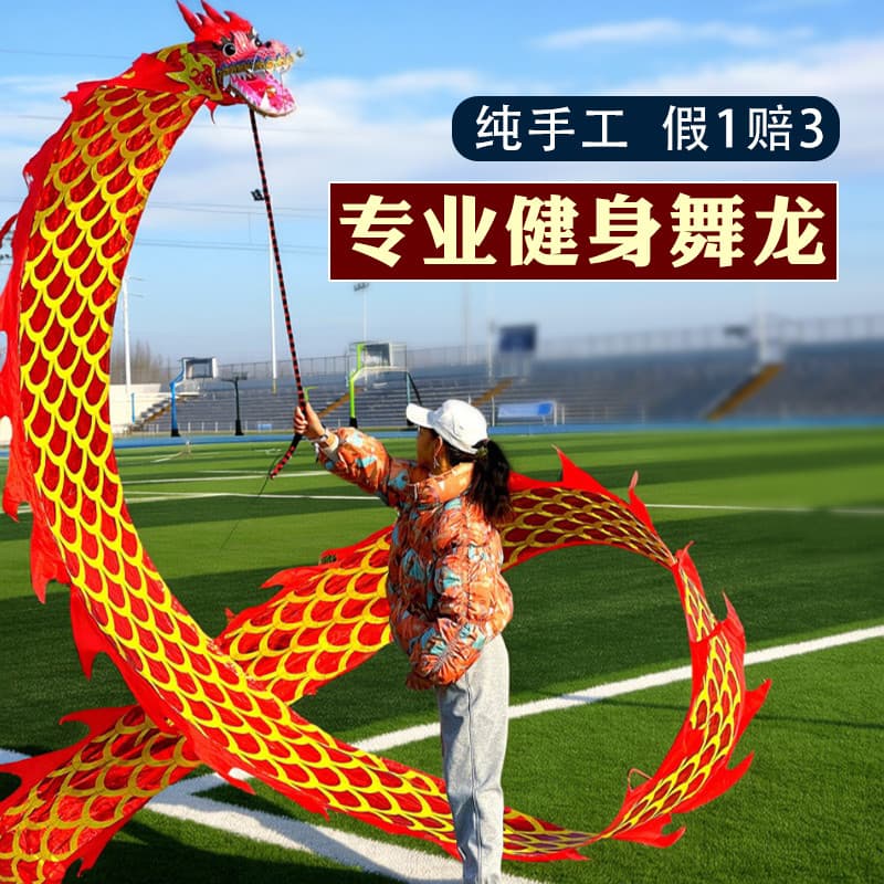 Adereços de desempenho de dança do dragão fita Fitness nova mão chinesa dança quadrada fita dança adulto cabeça de dragã