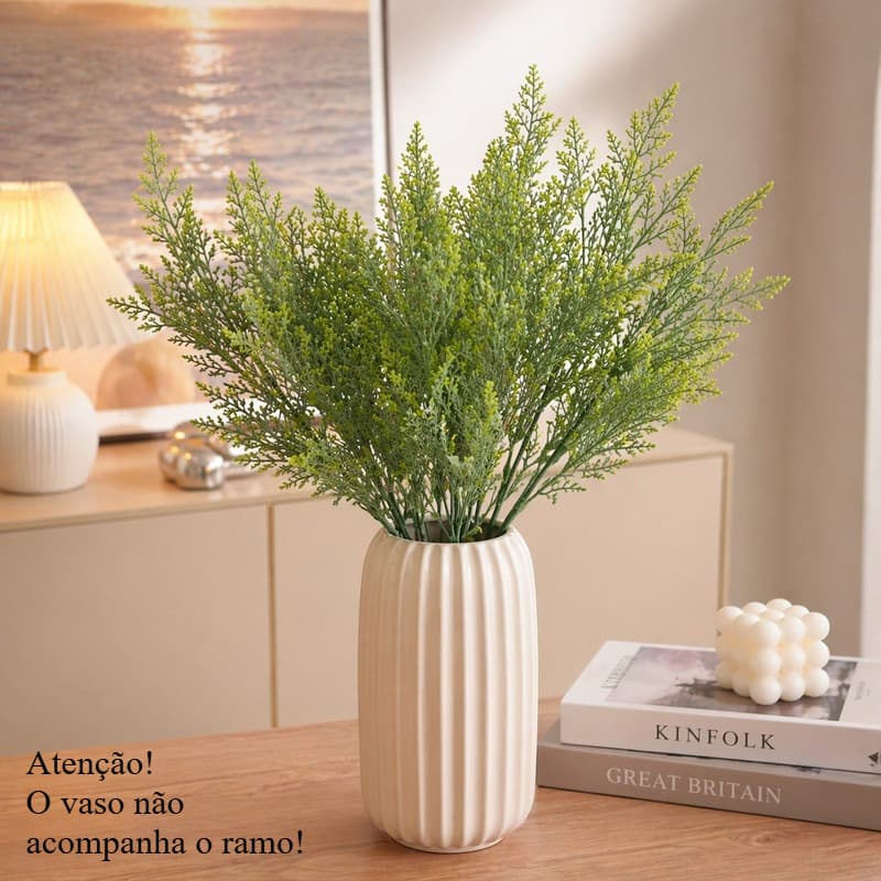 Kit Com 02 Ramos de Folhas Verde Decorativo Artificial