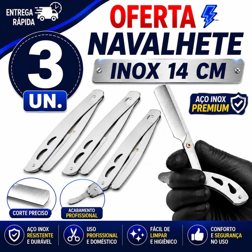 JOGO NAVALHAS PROFISSIONAIS PARA BARBEIROS CORTE E ACABAMENTO