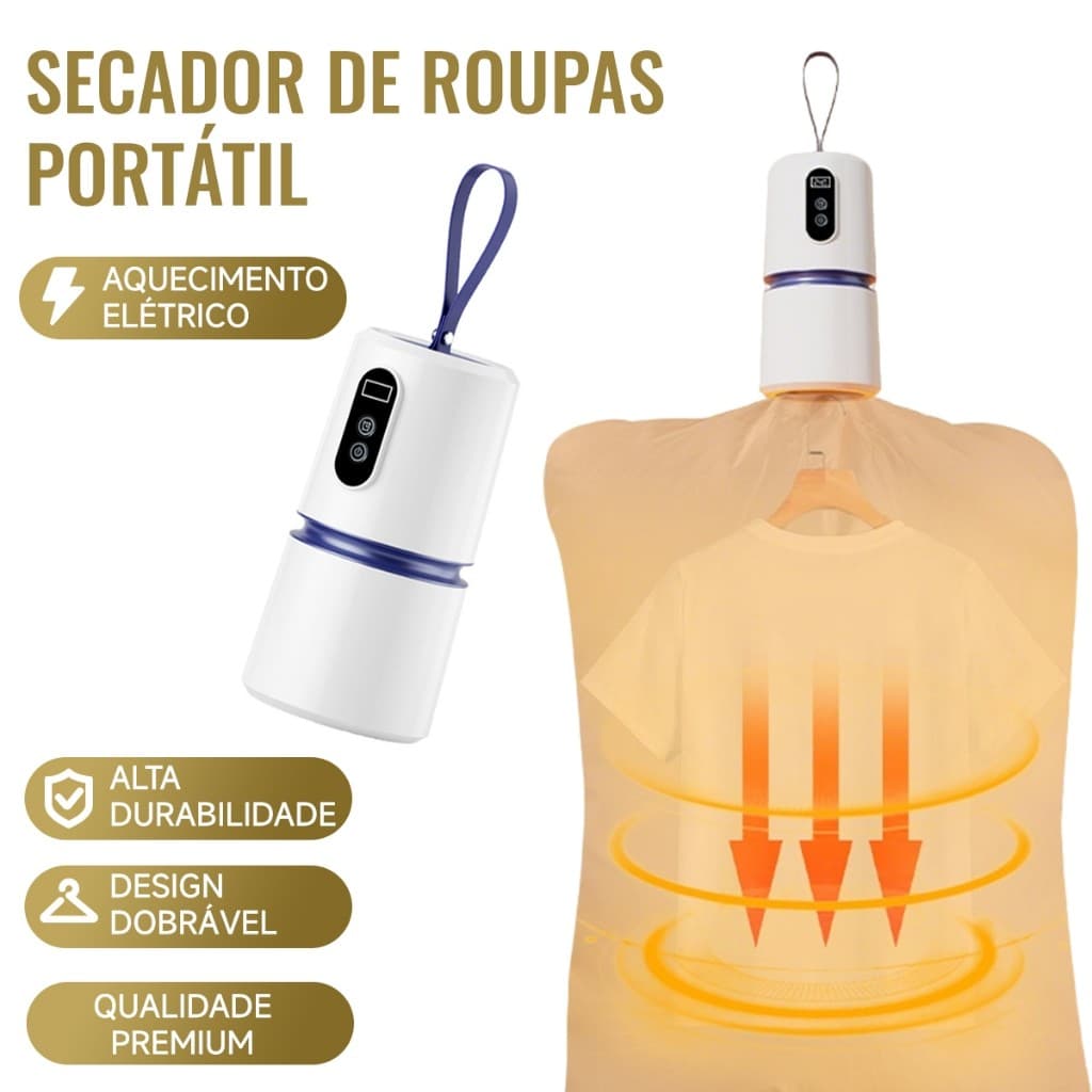 Mini Secador de Roupas Portátil Dobrável, com Capa, Seca Roupas em Casa ou Viagem, 110/220V