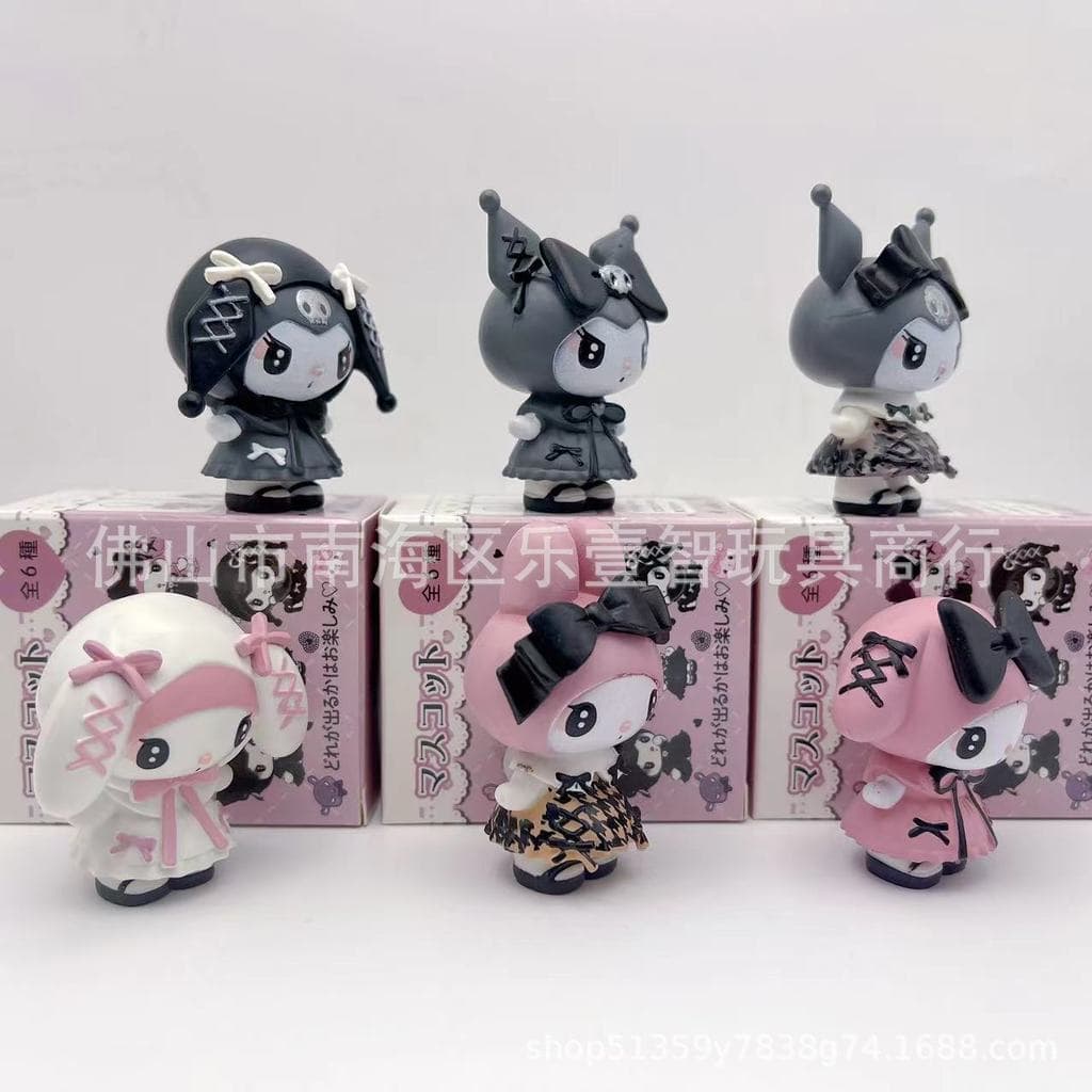Figuras Sanrio da moda em caixa surpresa, My Melody, Kuromi, fantasias de cosplay, miniaturas, brinquedos de máquina de