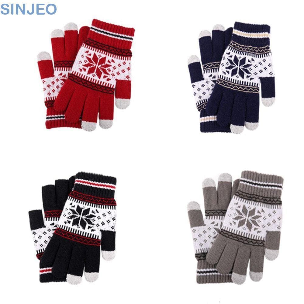 SINJEO Unissex Luvas De Lã Quente Tela Sensível Ao Toque De Pelúcia Masculino Adulto Inverno E Outono Dedos Completos