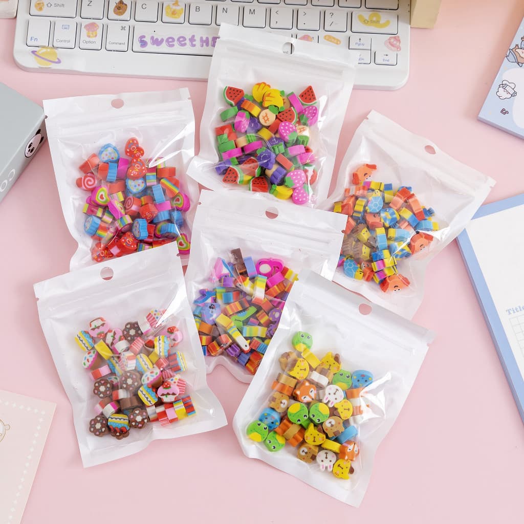 50 Unidades. Mini fruta e Animal de desenho animado Butacha, presente de papelaria para estudantes ensacados