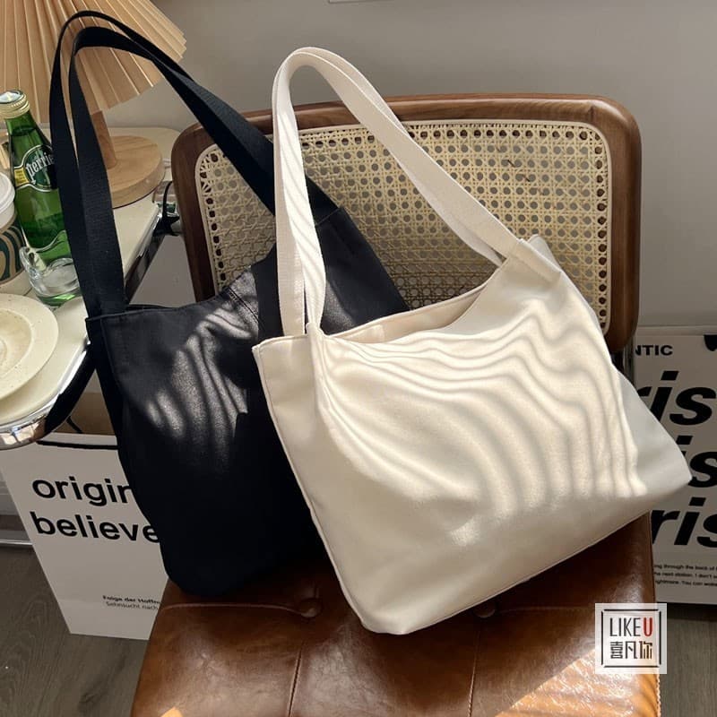 Commuter Casual Tote Bag Estudante All-Match Bolsa de Lona de Ombro Quadrado Bolsa de Compras