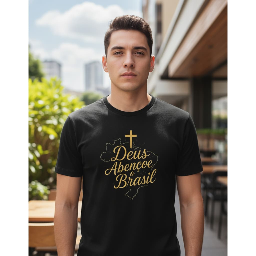 Camiseta Unissex Deus Brasil 100% Algodão Política Bolsonaro