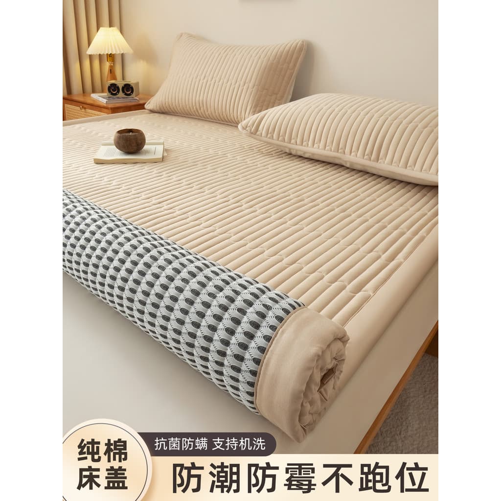 Capa de cama de algodão puro, peça única, dormitório estudantil, lençol antiderrapante, classe a, colchão materno de qua