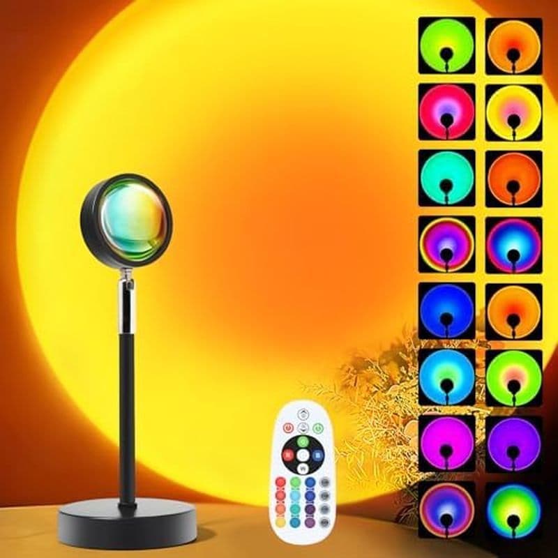 Projetor De Lâmpada De Pôr Do Sol , Luzes LED De Projeção De Arco-Íris Com Controle Remoto , Luz Noturna Multicolorida D