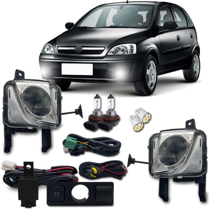 Kit Farol Milha Novo Corsa Montana 2002 03 04 05 06 07 08 09 10 11 2012 Bt Mod Original Com Lampadas