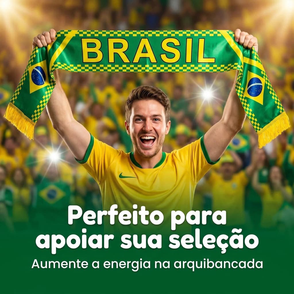 Cachecol do Brasil Unissex Futebol Copa do Mundo Tamanho Único Lenço Torcida Confortável Portátil