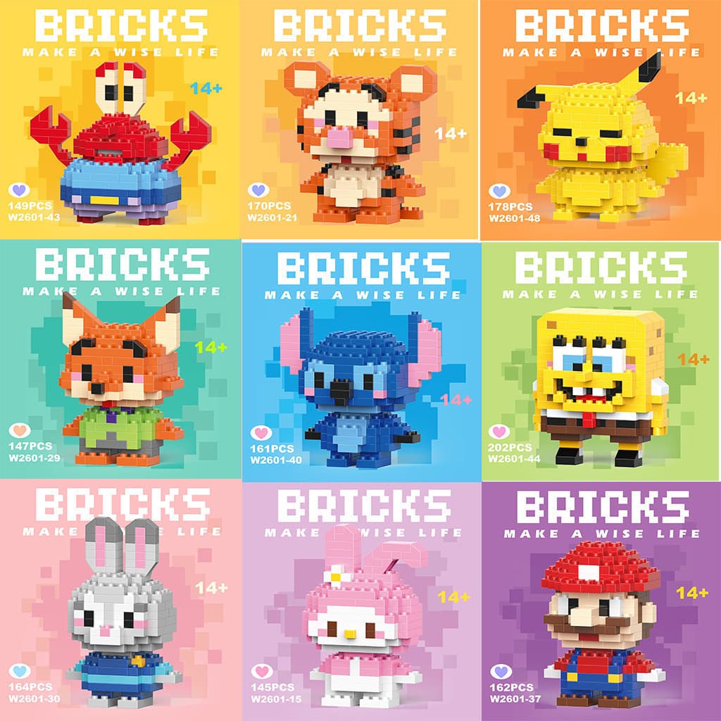 Brinquedo de Blocos de Montar com Personagens de Desenhos Animados, Série de Quebra-Cabeças YCDX
