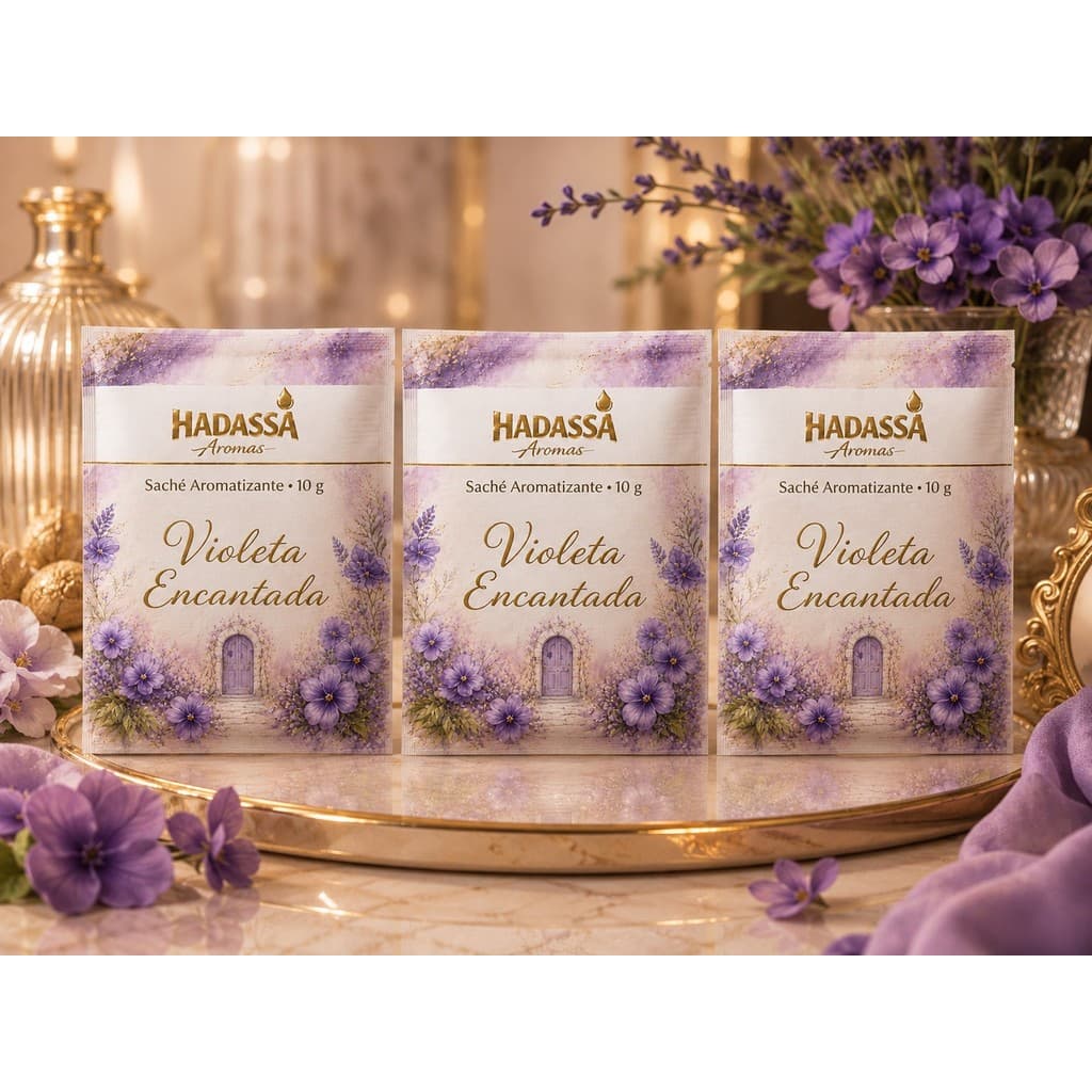Kit 3 Sachês VIOLETA ENCANTADA 10g   Perfuma Gavetas Guarda Roupa Carro Cheiro Maravilhoso