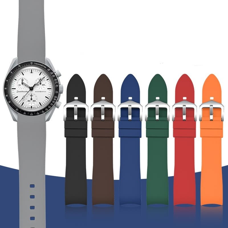 Pulseira De silicone Curvada De 20mm 22mm Para moonswatch Substituição Esportiva