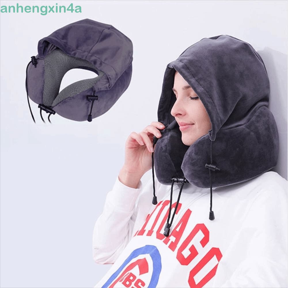 Almofada De Pescoço De Viagem ANHENGXIN , Capa Removível De Esponja Macia , Travesseiro Em Forma De U , Suporte Confortá