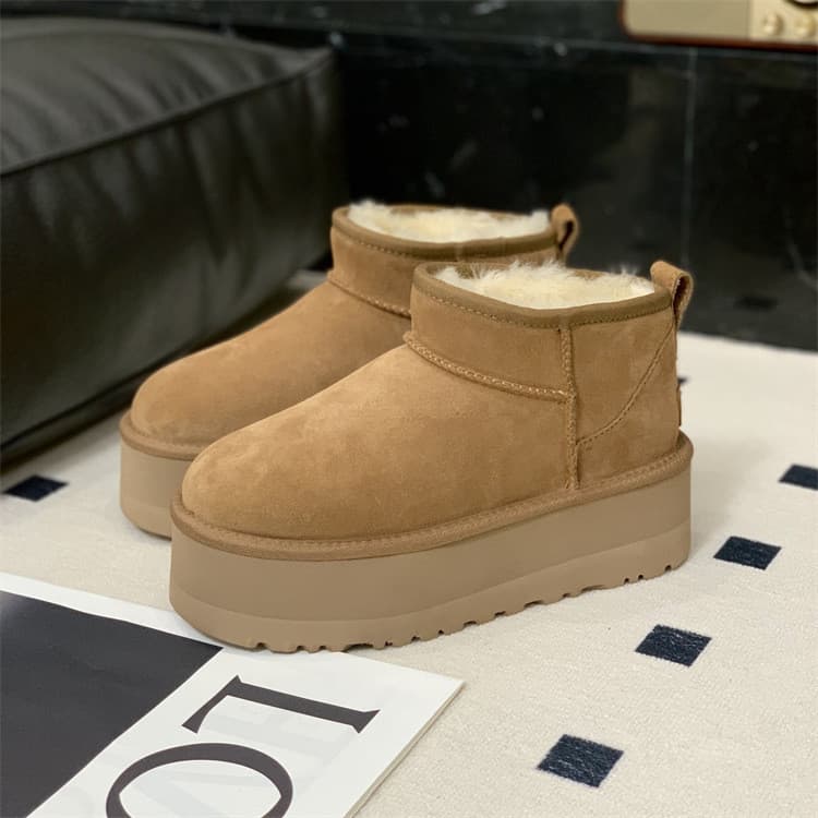 Henan Sangpo botas de neve de sola grossa mulheres inverno novo estilo pele de uma peça velo engrossado lã quente sapato