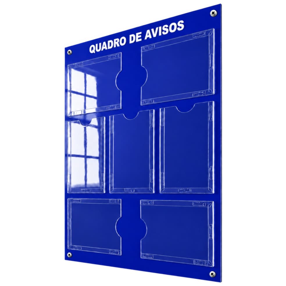 Quadro Avisos Gestão Á Vista Mural 7 Displays A4 ACM Azul