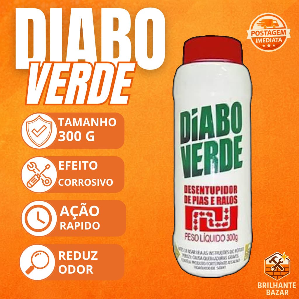 Desentupidor Diabo Verde Para Pia Ralo Vaso Sanitário Canos Granulado 300g Privada Ação Rápida Potente
