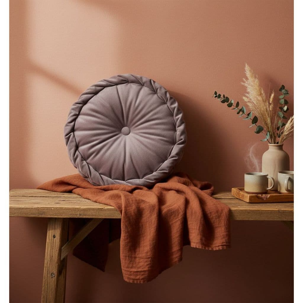 ALMOFADA REDONDA  55CM DE DIÂMETRO TURCA TECIDO SUEDE ASSENTO ENCOSTO DECORATIVA