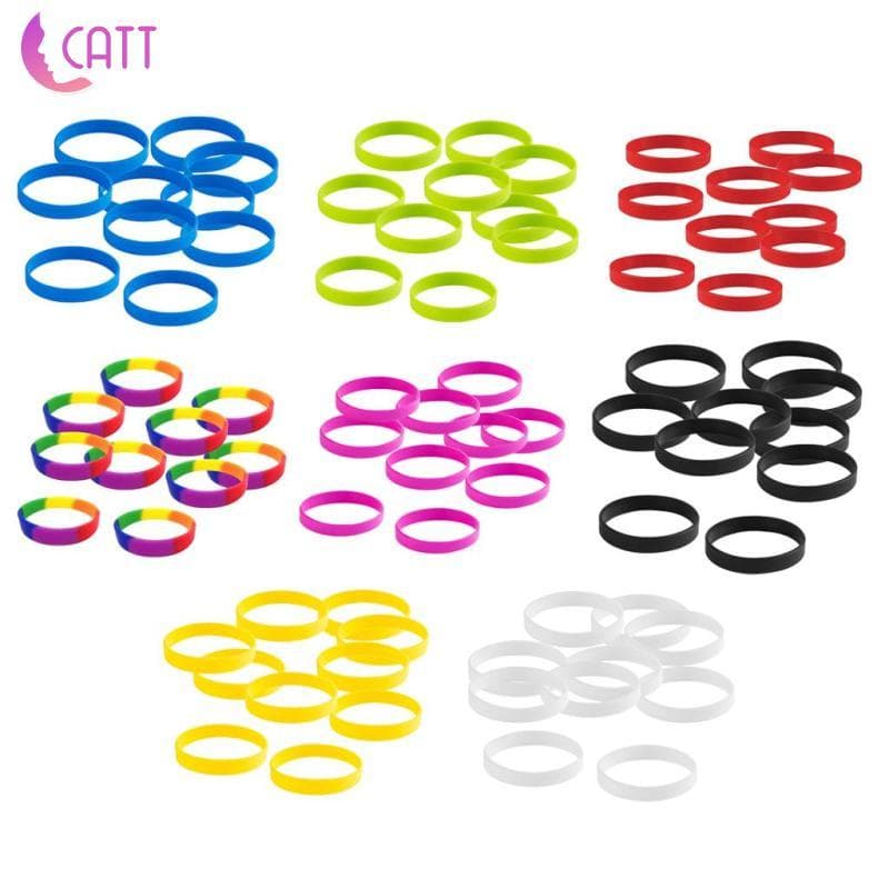 [Dadada2] 10 Peças Lote Pulseira De Borracha De Cor Brilhante Esportiva Masculina Feminina