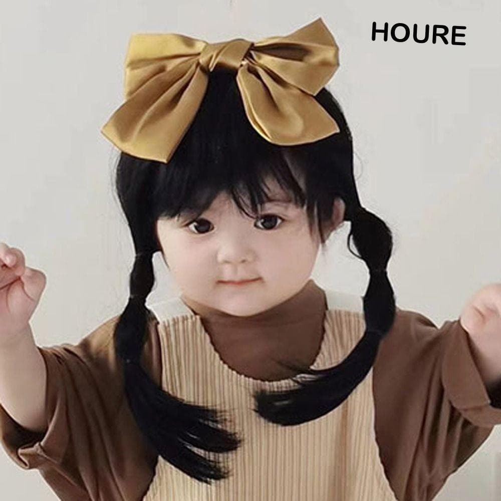 HOURE Criança Puro Bang Acessórios De Cabelo Fotografia Adereços Crianças Meninas Fofo Curto Bob Peruca