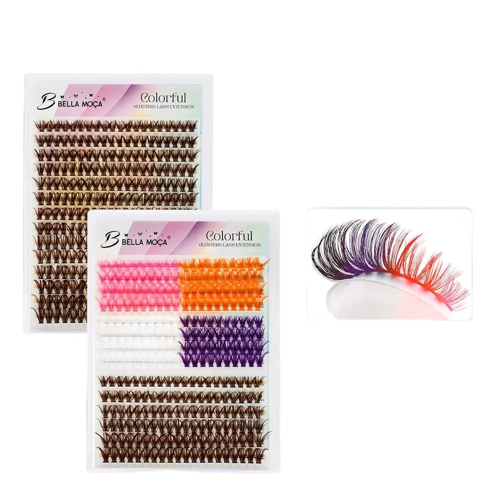 Cílios Tufos coloridos MIX  Tufinho 40 Pelos Cores misturadas Marrom/rosa/laranja/Branco