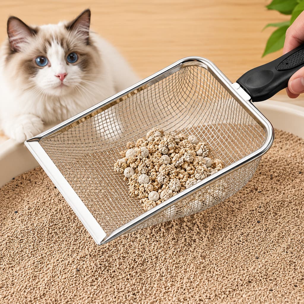 Coletor de Areia para Gatos com Pá Peneira em Aço Inoxidável Fácil de Limpar - Daily Paws