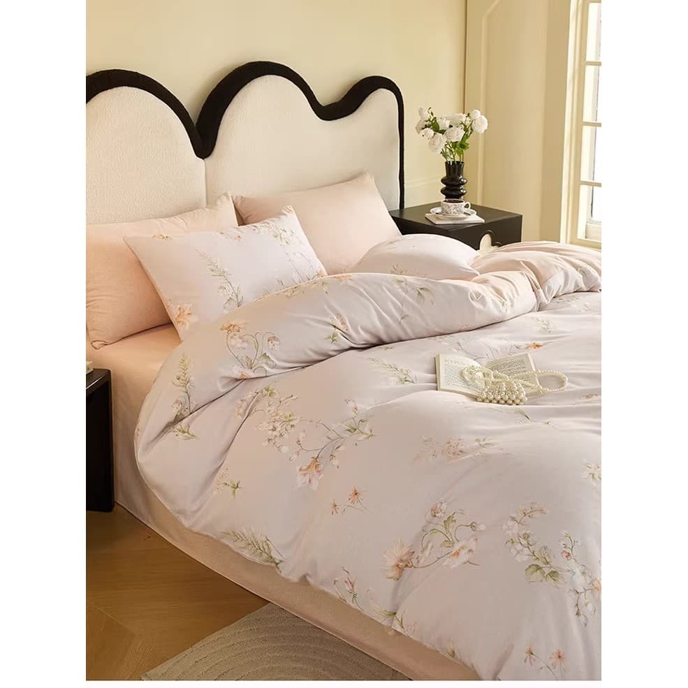 Amor luz luxo algodão escovado conjunto de quatro peças High-End flor estilo Pastoral engrossado puro algodão conjunto c
