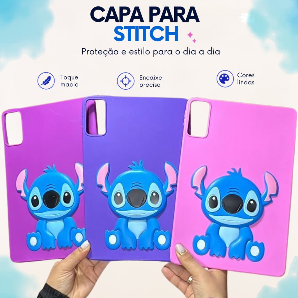 Capa Tablet Infantil Stitch Emborrachada Silicone REDMI PAD SE 8.7" POLEGADAS