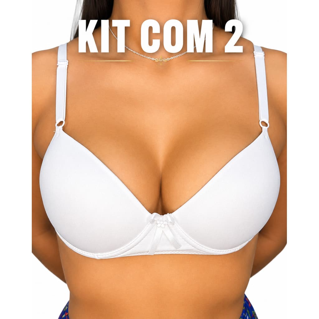 Kit 2 sutiã Tradicional Com Bojo Com Aro P M G GG Confortável